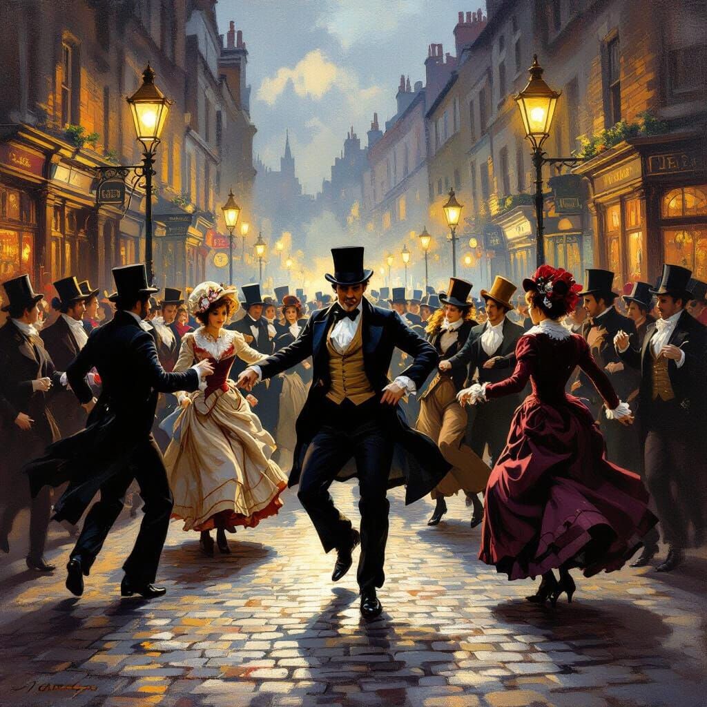 Victorian London Flash Mob Dance in Gaslight