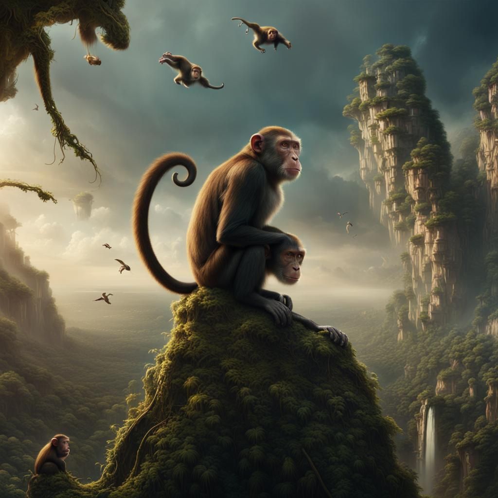 Epic Monkeys in Dramatic Digital Painting