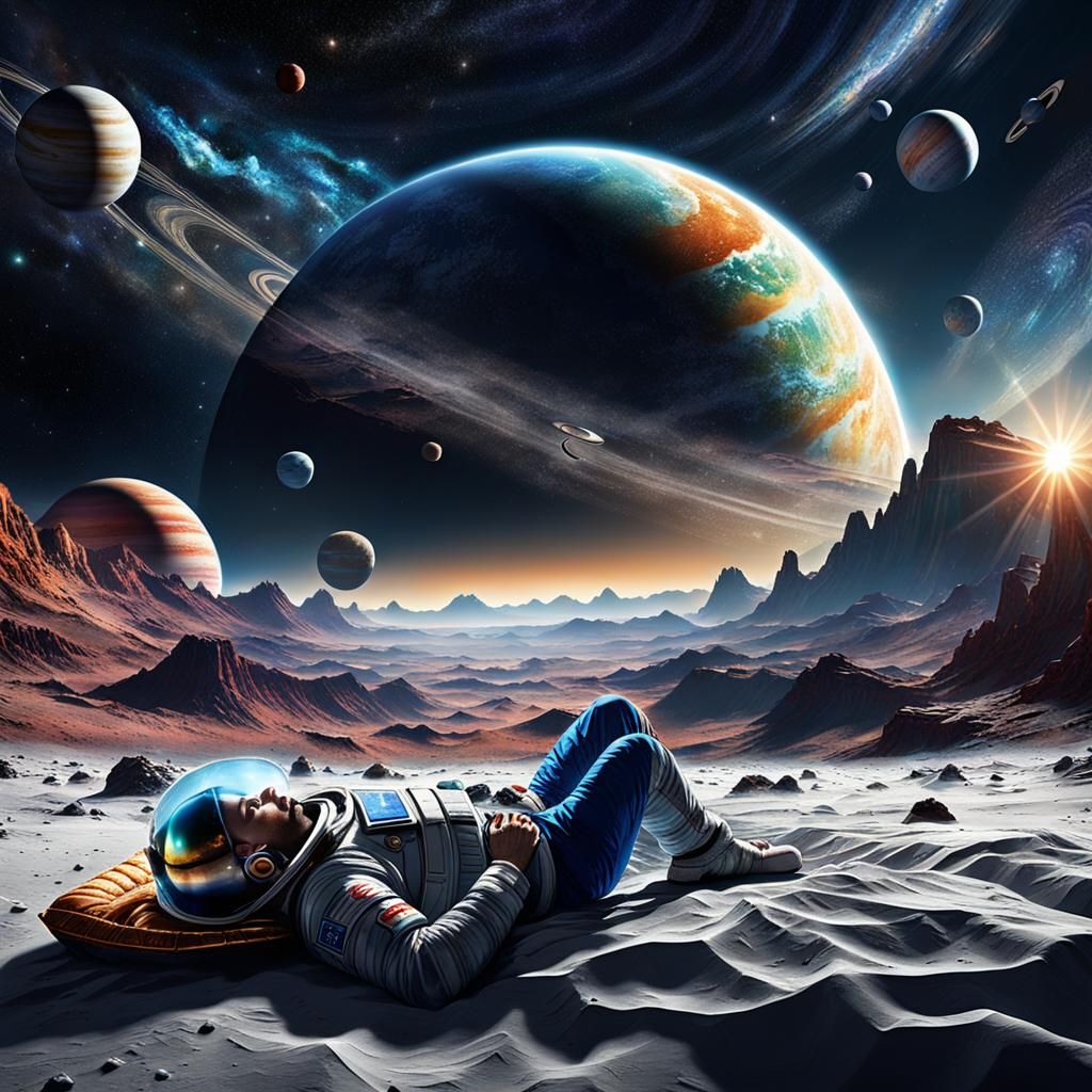 Surreal Awakening Between Planets in Space