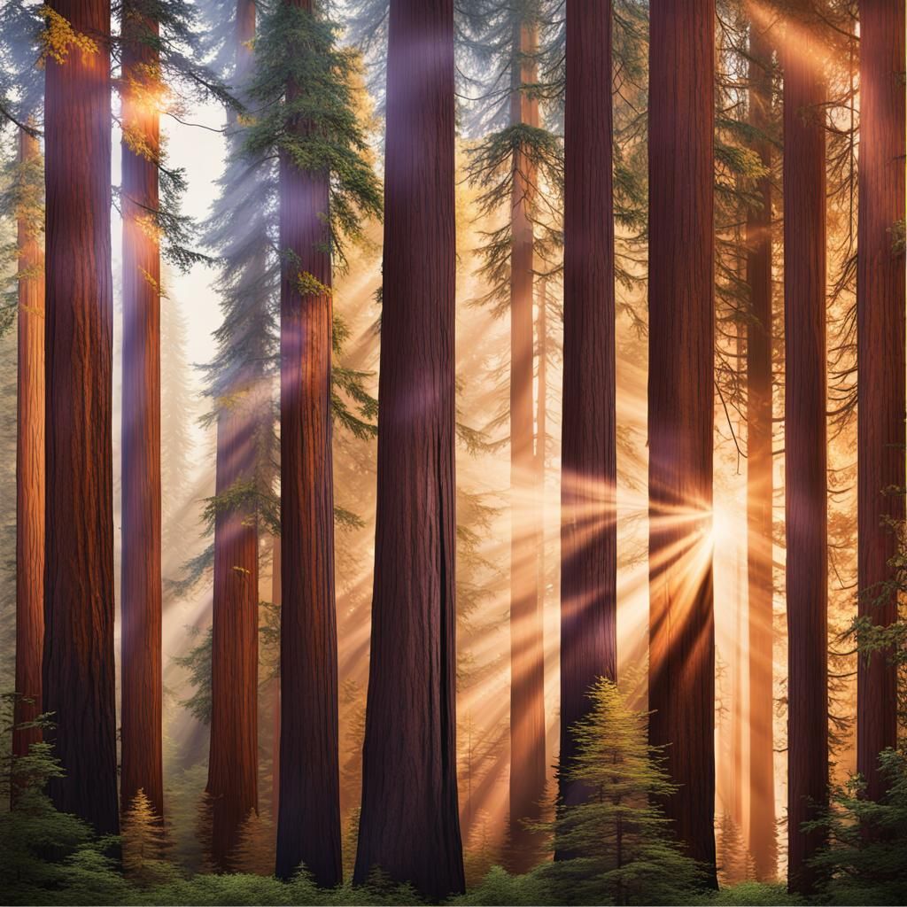 Autumnal Redwood National Park in Hyperrealistic Style