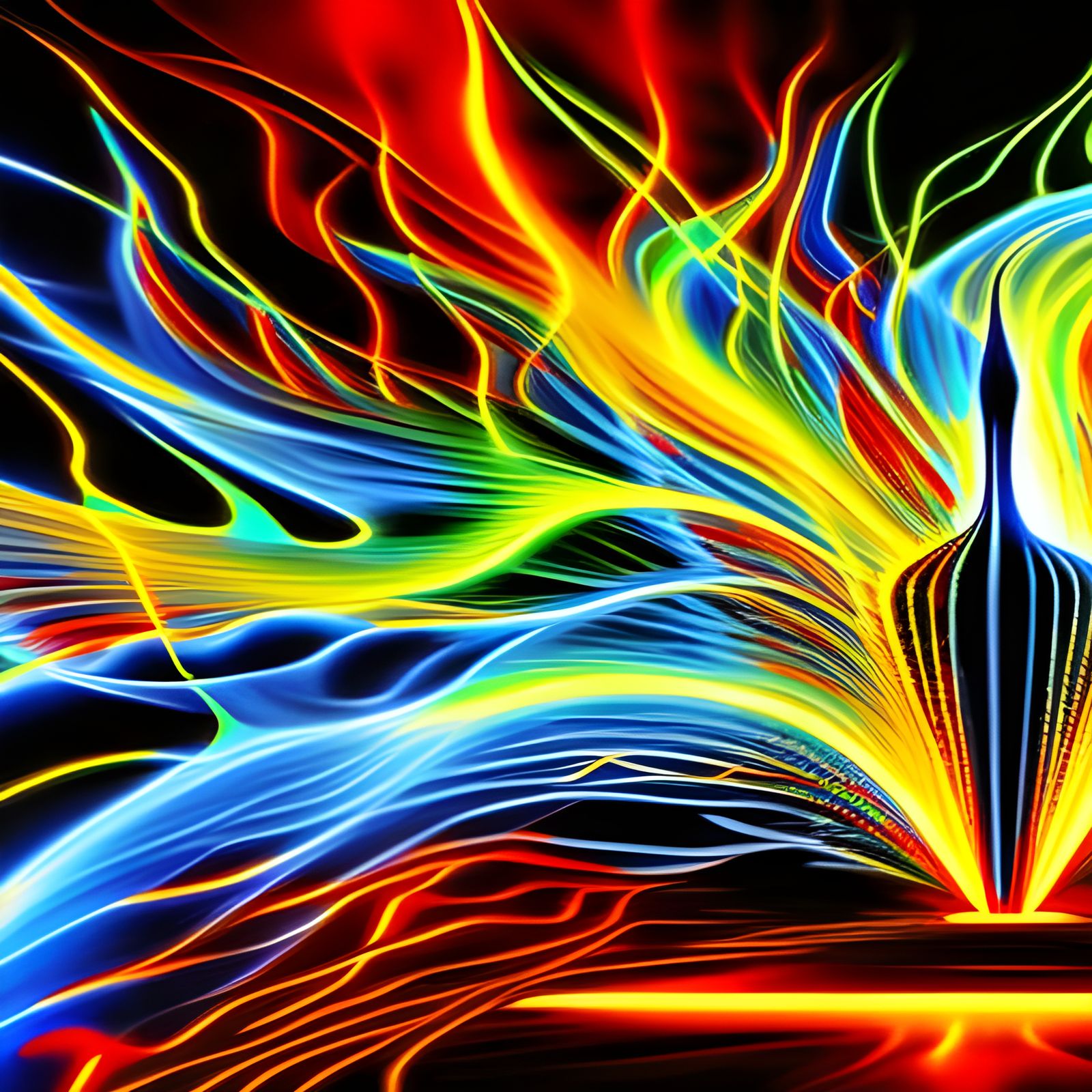 Abstract Candle and Bottle with Fire in Surreal Style