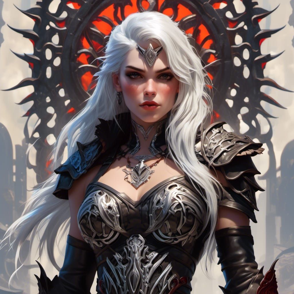 Muscular Vampire Barbarian Girl in Dark Fantasy Style