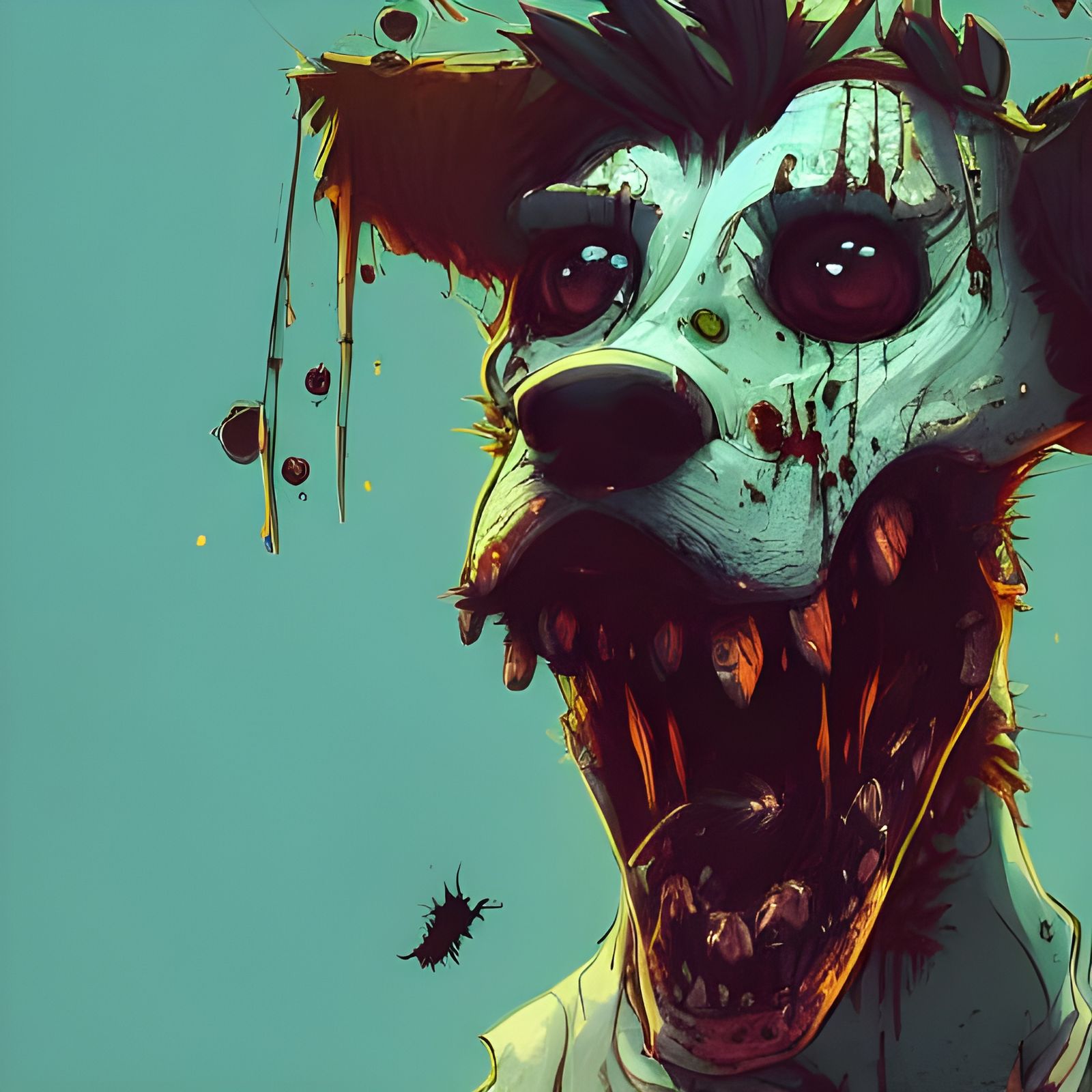 Cartoon Zombie Dog Portrait for Halloween