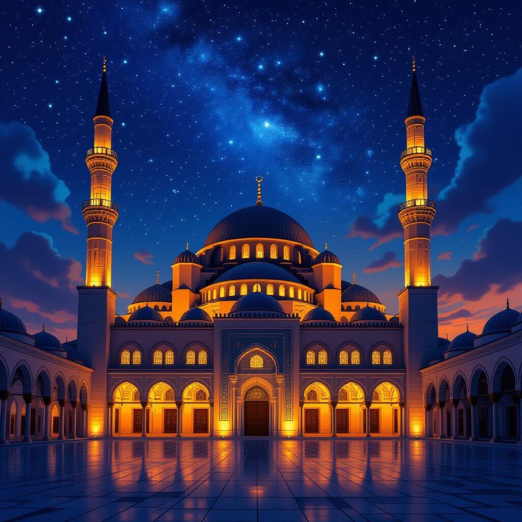 Al Aqsa Mosque at Night, Digital Art