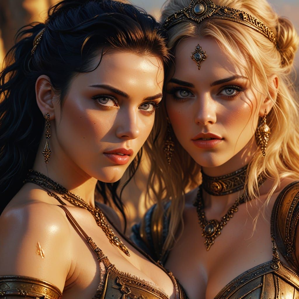 Luis Royo Style Harem with Scarlett Johansson