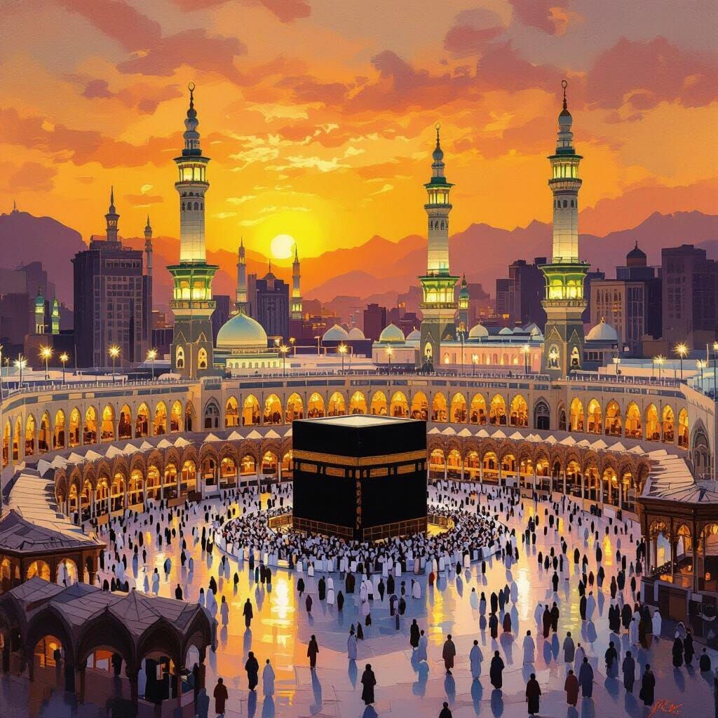 Masjid al-Haram at Golden Hour Sunset