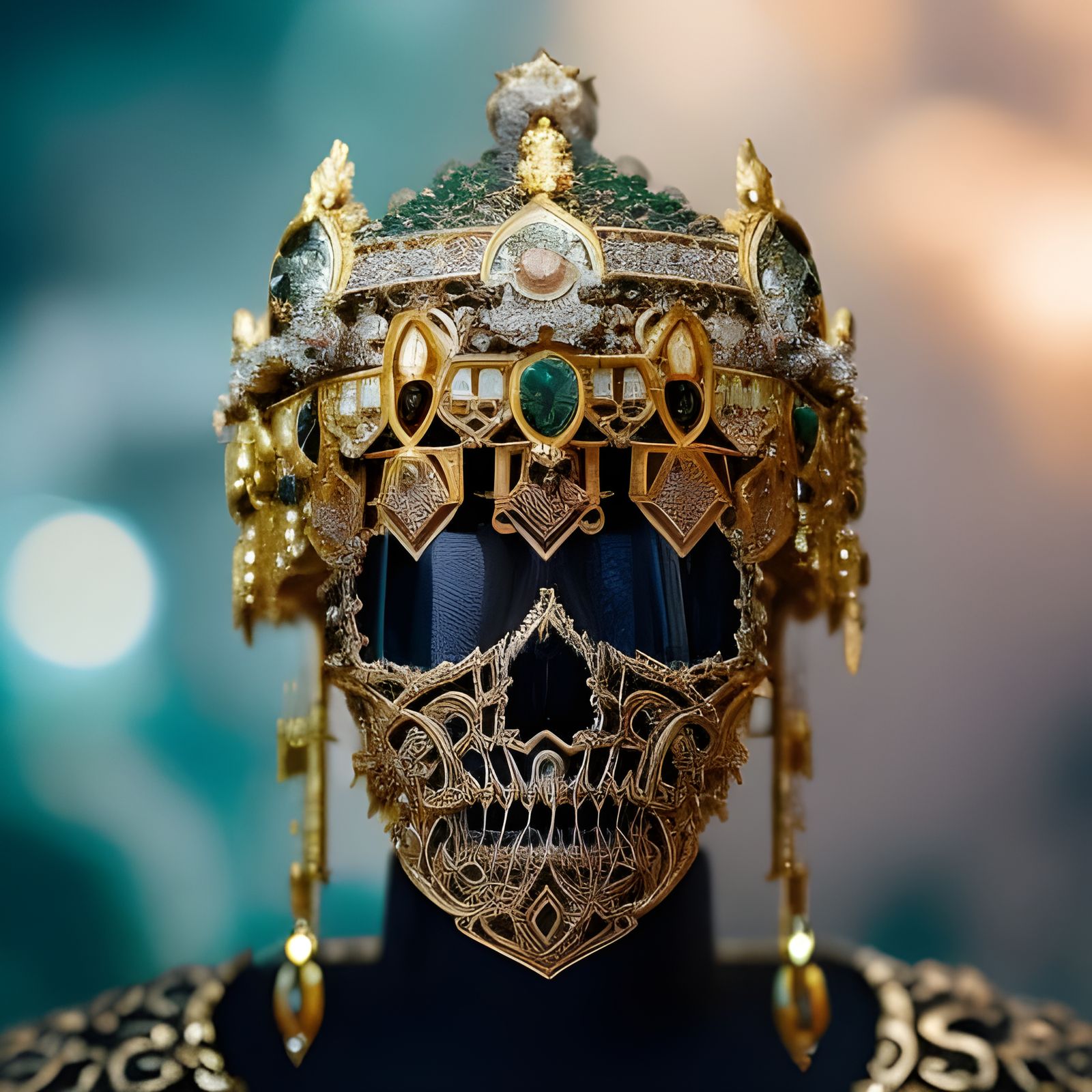 Majestic Jeweled Skull Portrait in Hyperreal Detail