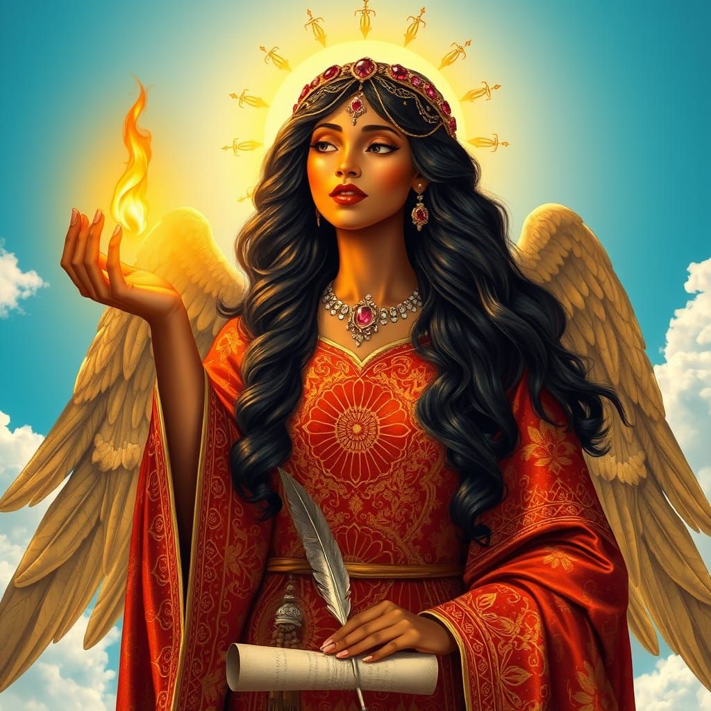 Radiant Feminine Archangel Uriel Offers Flame of Truth