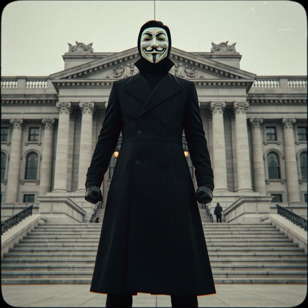 V for Vendetta in Retro Cinematic Style