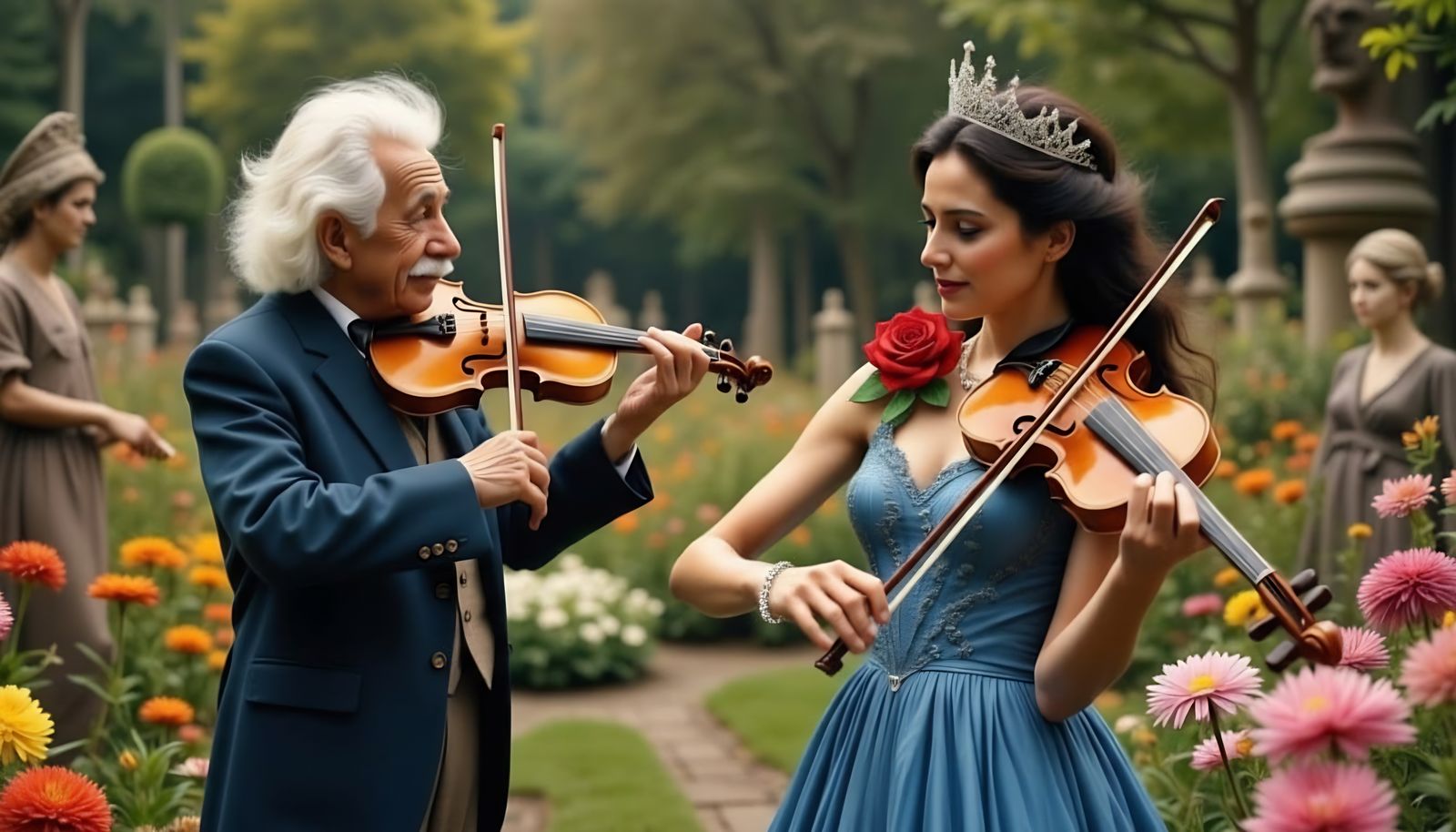 Albert Einstein and Queen Elisabeth of Belgium