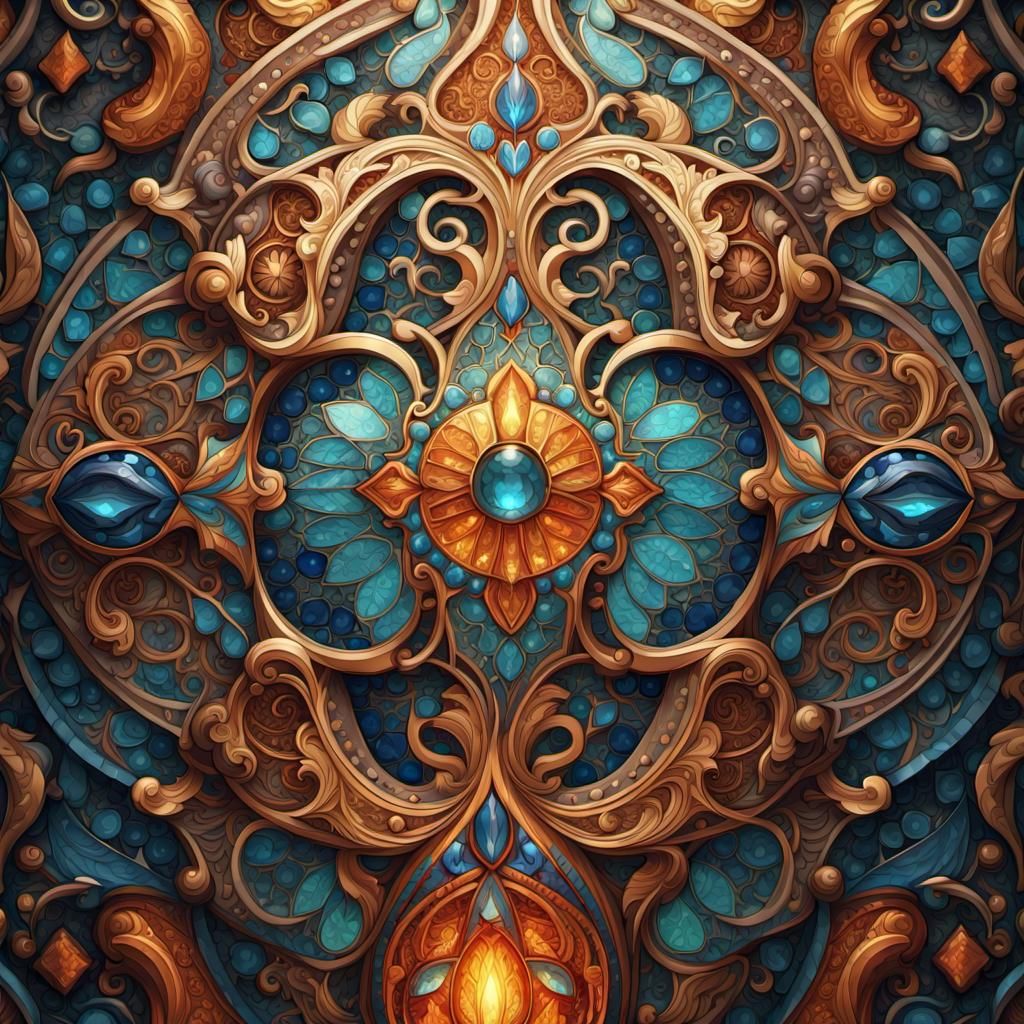 Fantastical Mosaic with Intricate Filigree Details