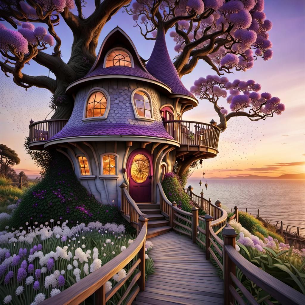 Magical Sunset Treehouse Home with Lush Gardens