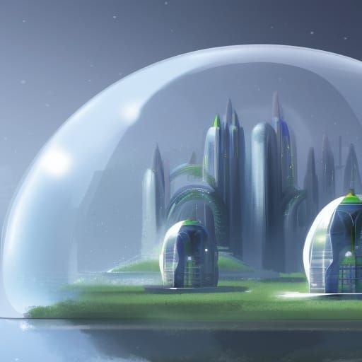 Alien City Inside Glass Dome: Concept Art