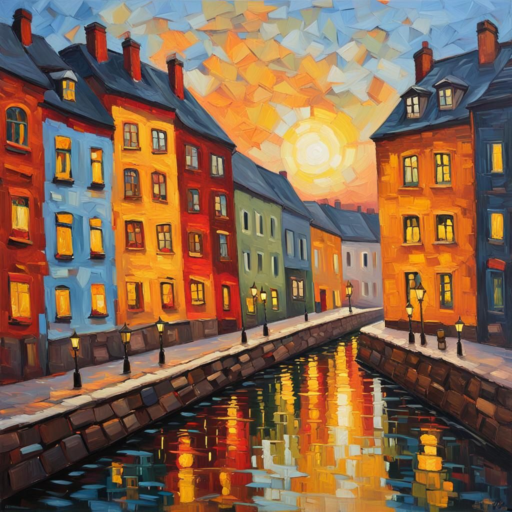 Oslo Cityscape in Expressionist Impasto Painting