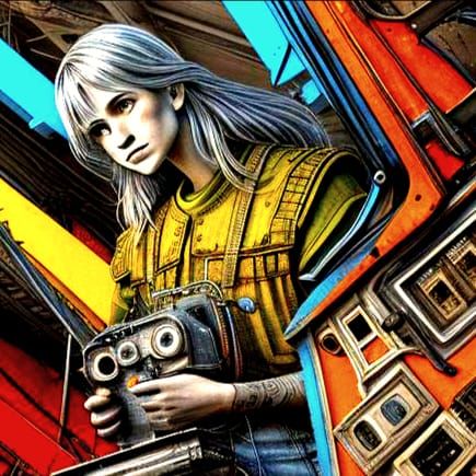 Realistic Portrait of a Woman with Distressed Textures