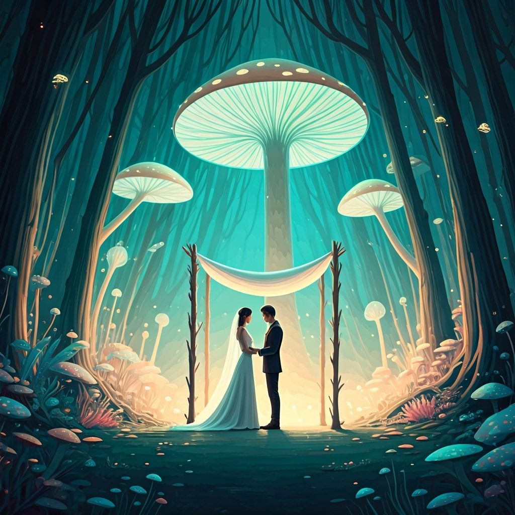 Jewish Wedding in Bioluminescent Mushroom Forest