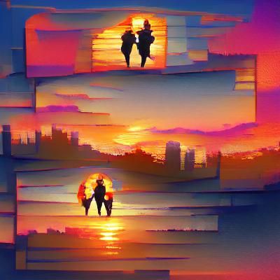 Romantic Sunset Silhouette of a Couple