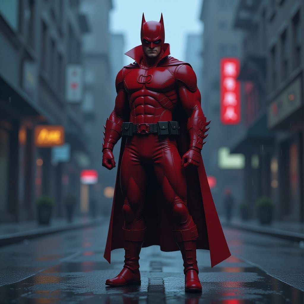 Daredevil in Gritty Urban Landscape: 3D Game Cinematic
