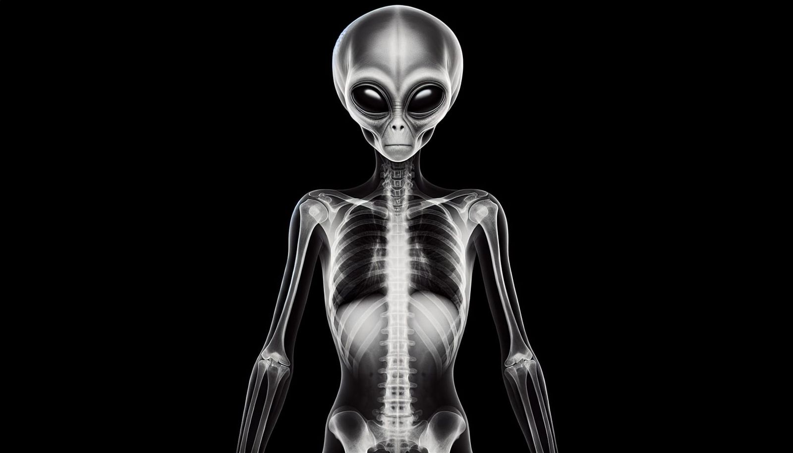 Monochrome X-Ray of Extraterrestrial Humanoid Form