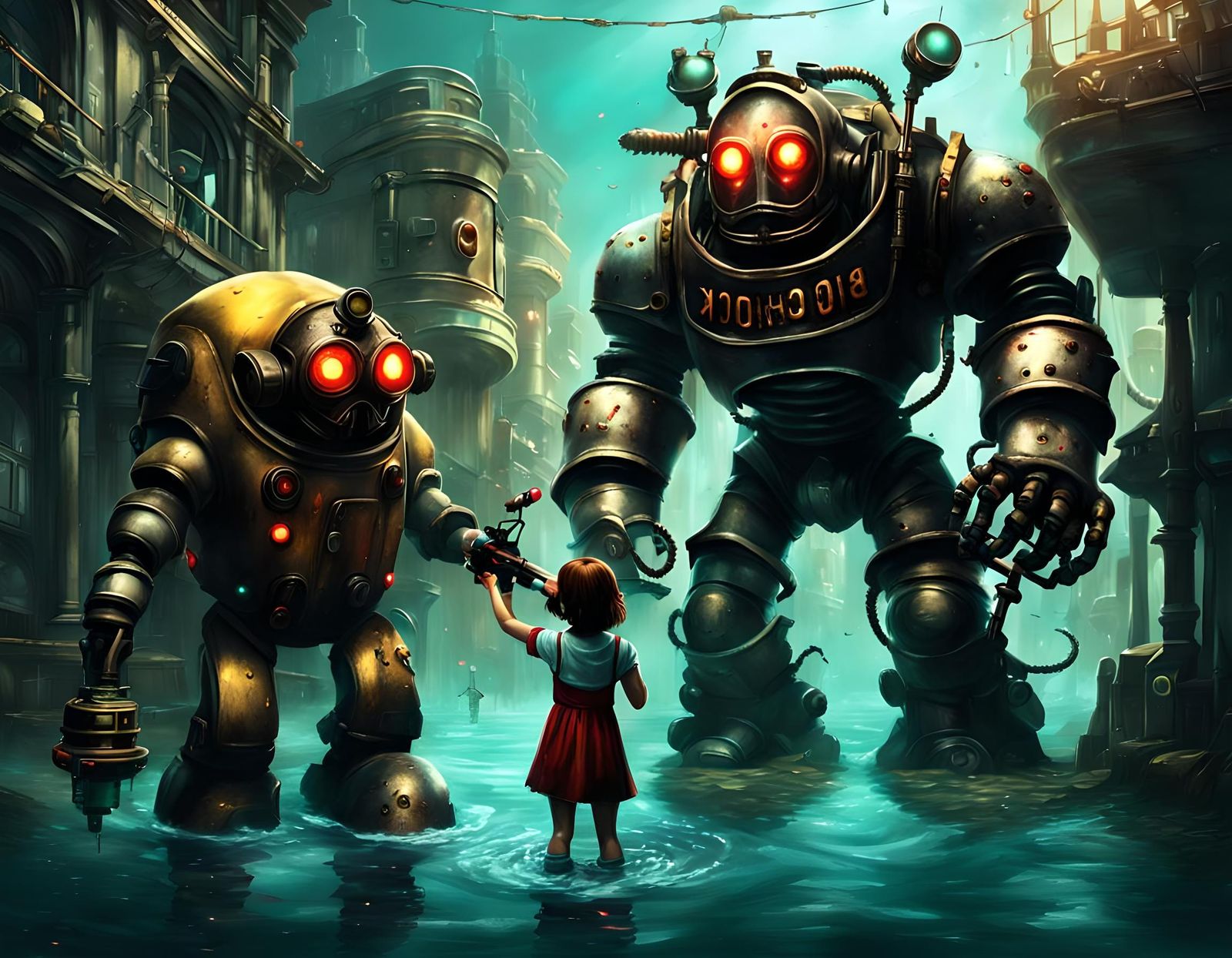 Bioshock: Big Daddy and Little Sisters in Rapture