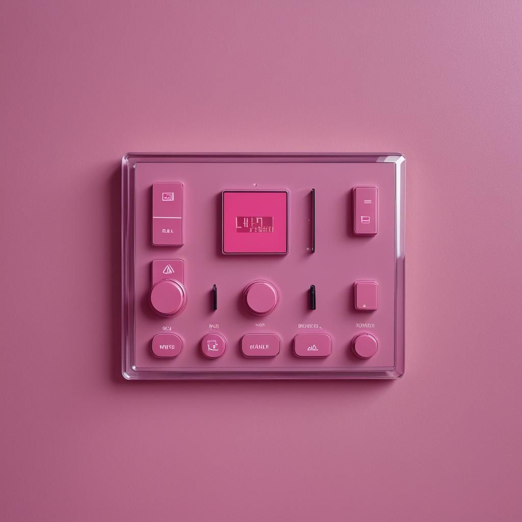 Glossy Electronic Control Panel on Pink Background