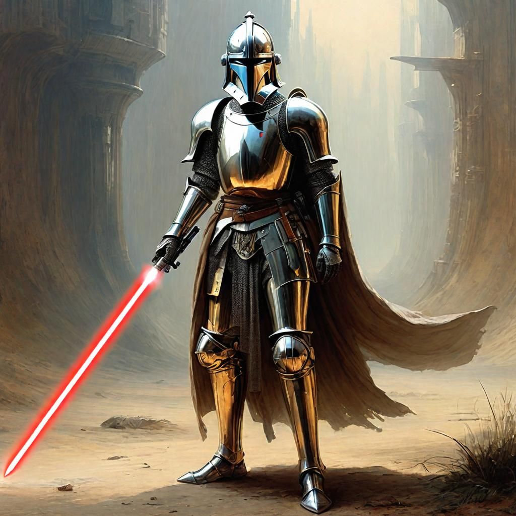 Medieval Sci-fi Fusion ~  An Armoured Knight with a Laser