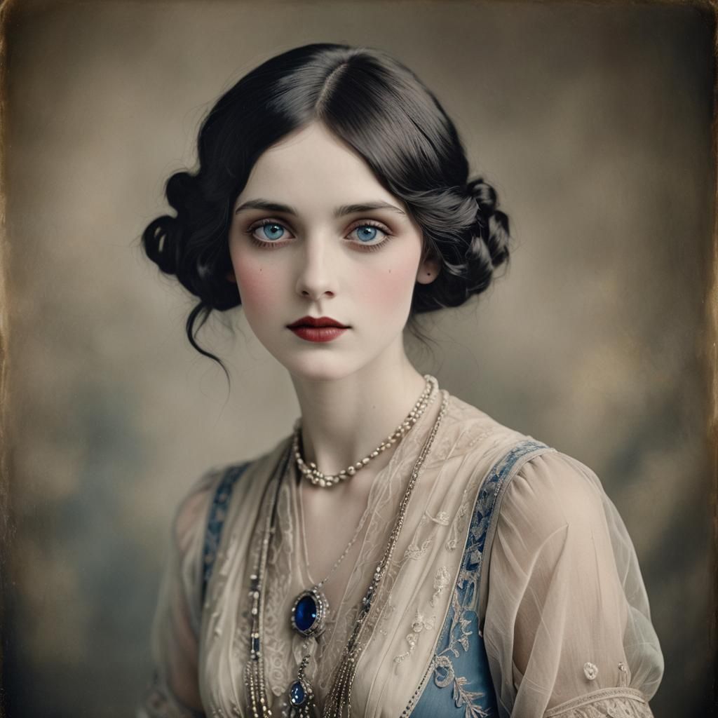 Ethereal Girl Portrait in 1920s Style Dress