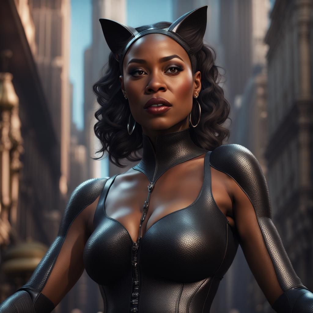 Stunning Catwoman Portrait in Detailed Matte Painting