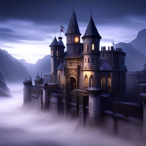 Foggy Renaissance Castle: Detailed Matte Painting