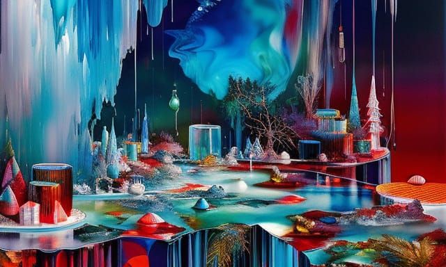 Hyperdetailed Christmas Scene with Flowing Inks