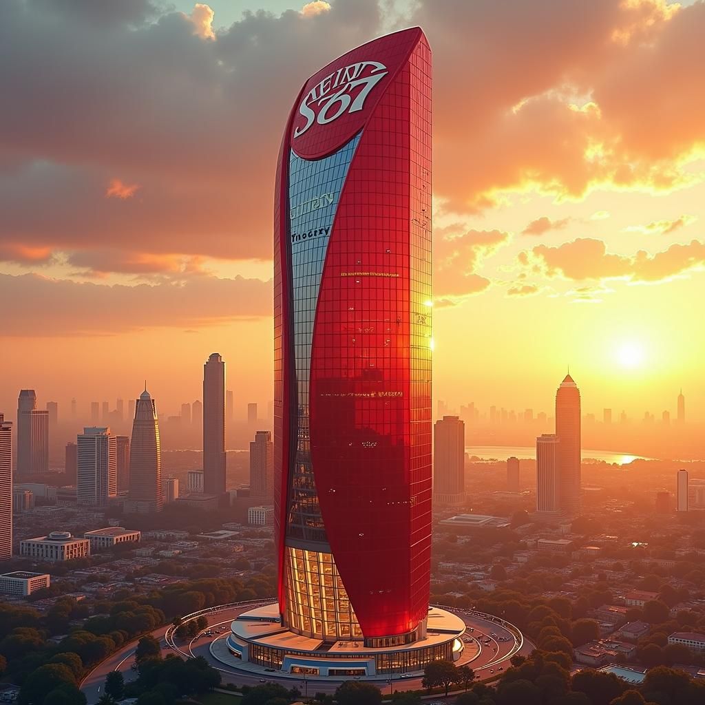 Heinz Ketchup Bottle Skyscraper at Sunset