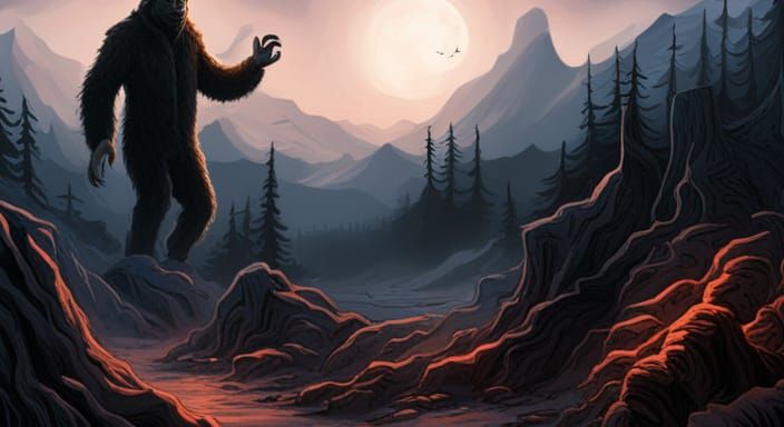 Sasquatch Horror in the Style of Gustave Doré