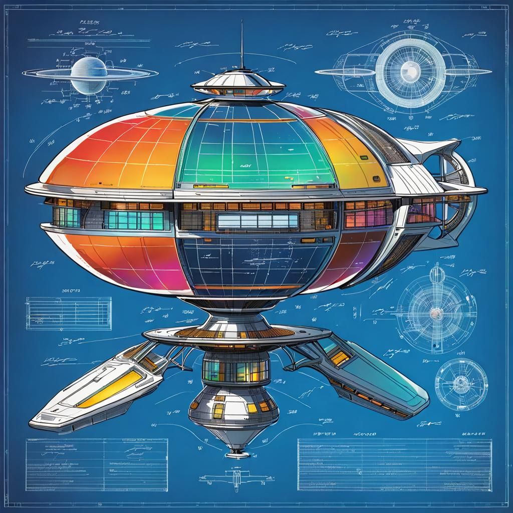 Colorful Patent Drawing of Spacecraft Layout