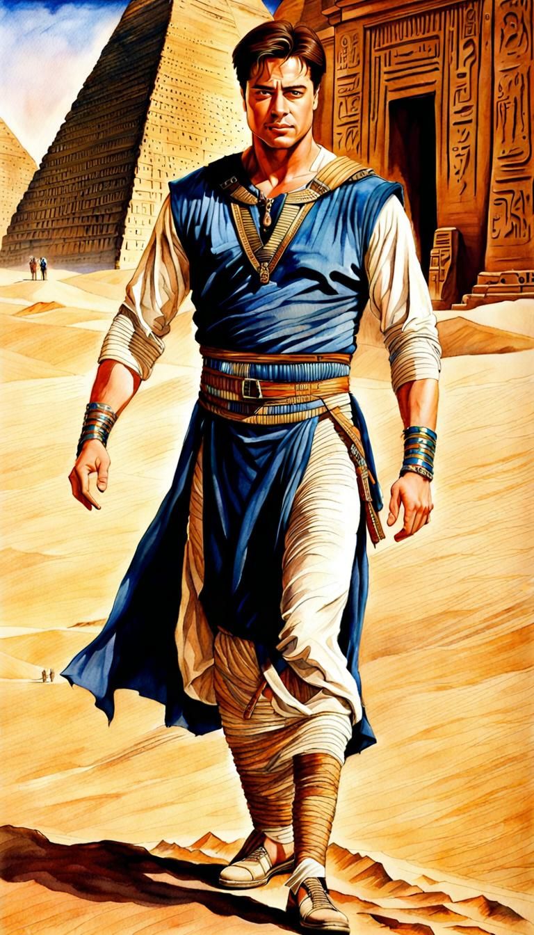 Brendan Fraser in The Mummy, Watercolor Painting