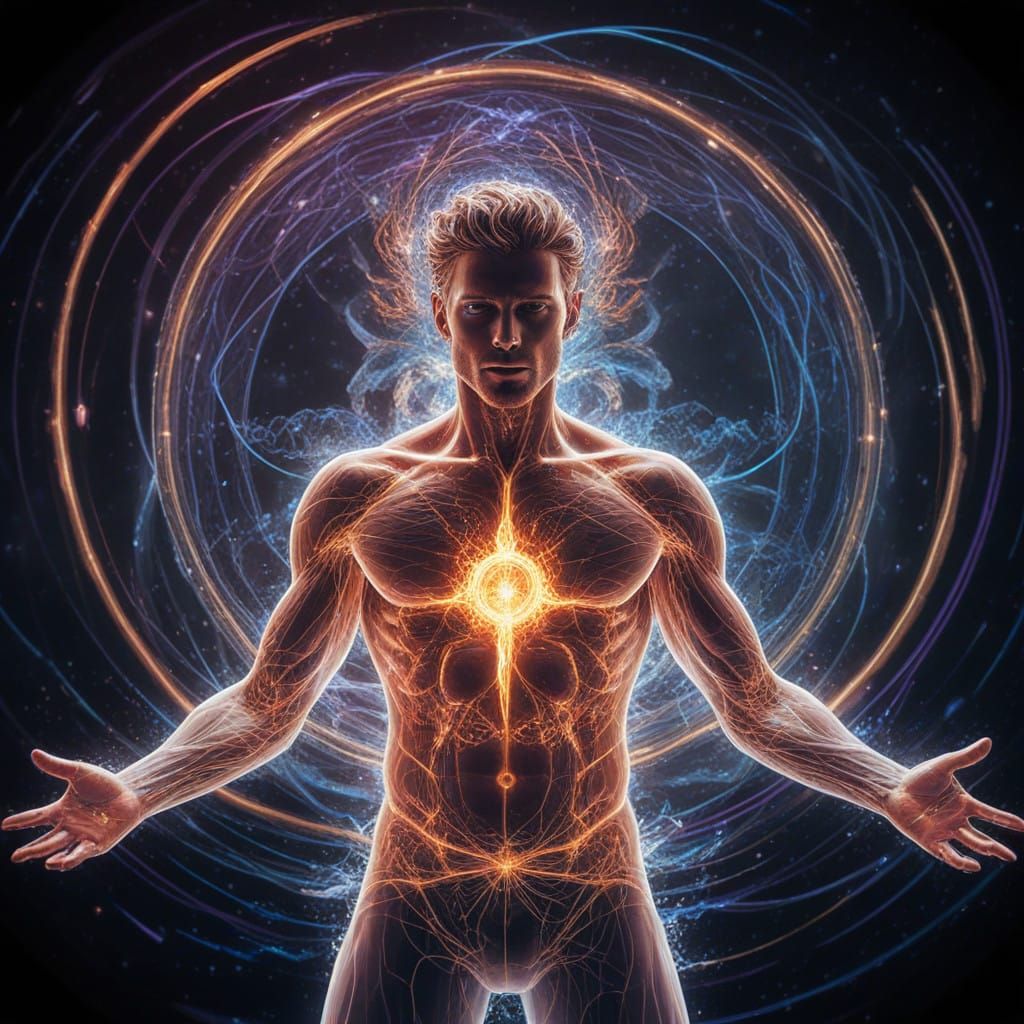 Ethereal Cosmic Energy Swirls Around a Lonely Man