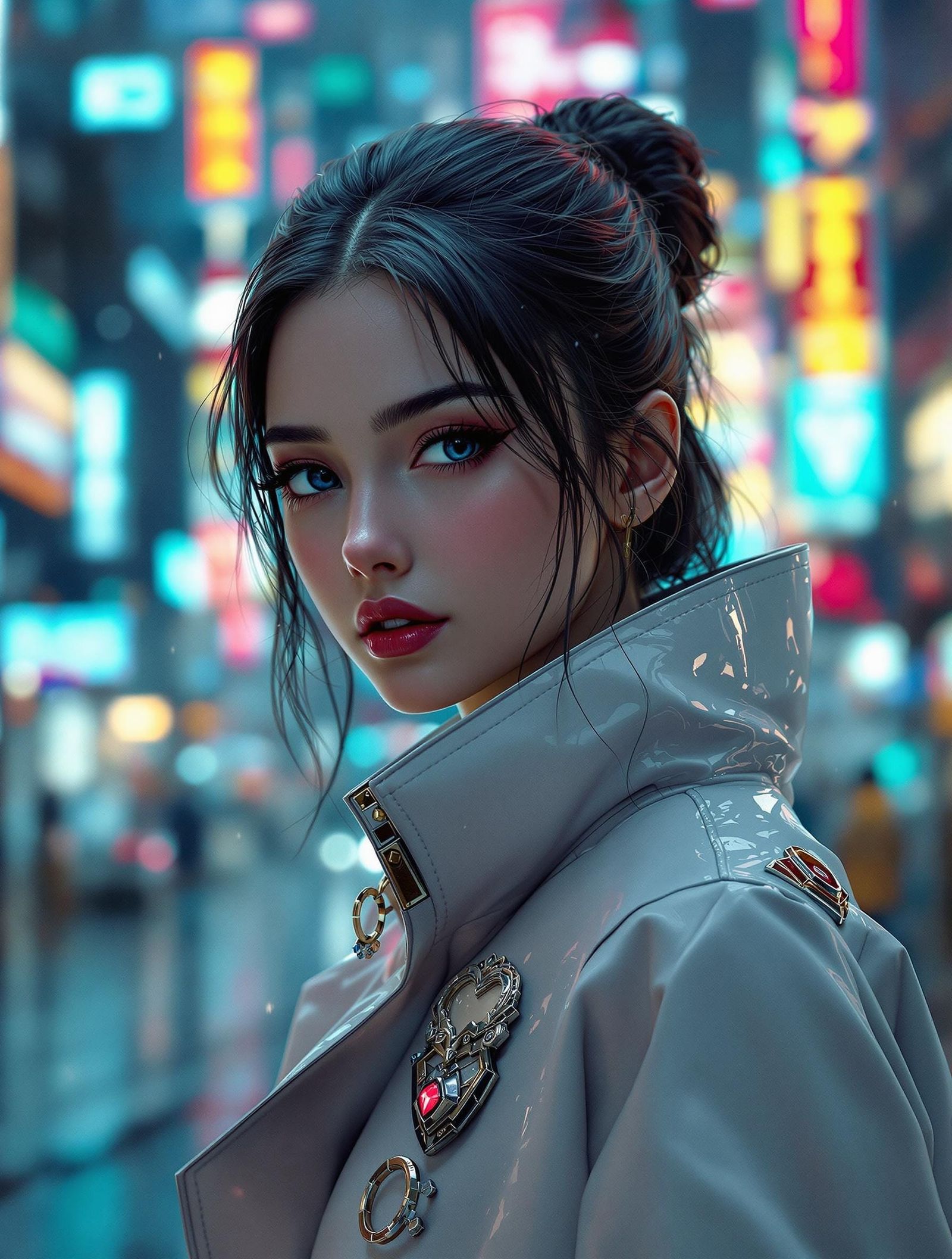 Cyberpunk Girl in Sci-Fi Neo-Tokyo