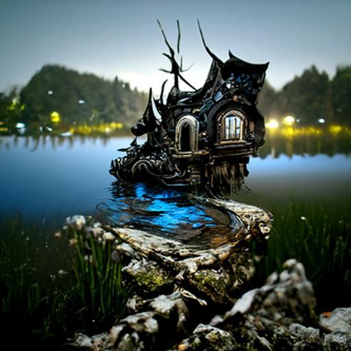 Ethereal Witch House at Night, Fantasy Concept Art
