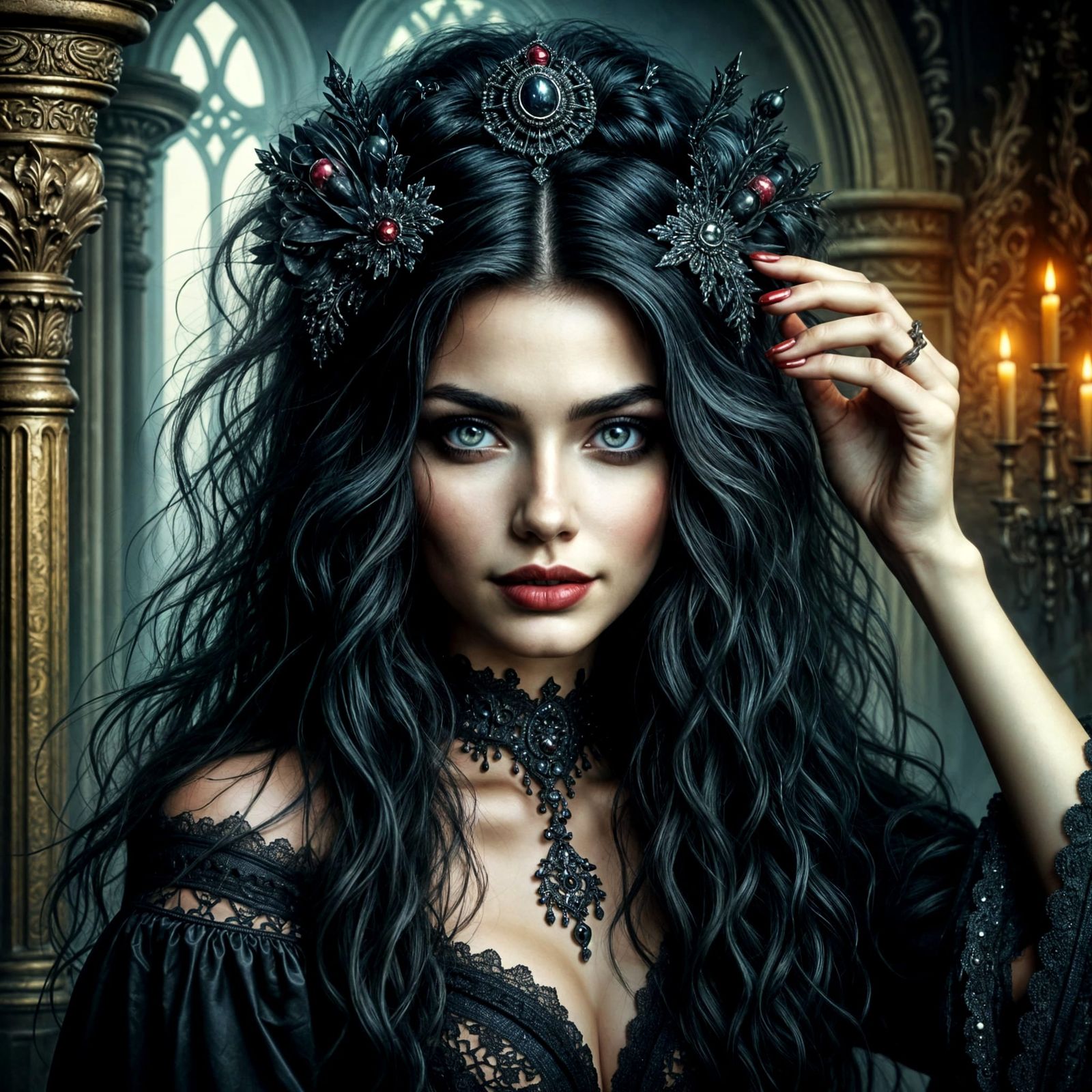 Gothic Vampire Carmilla in Elegant Portrait