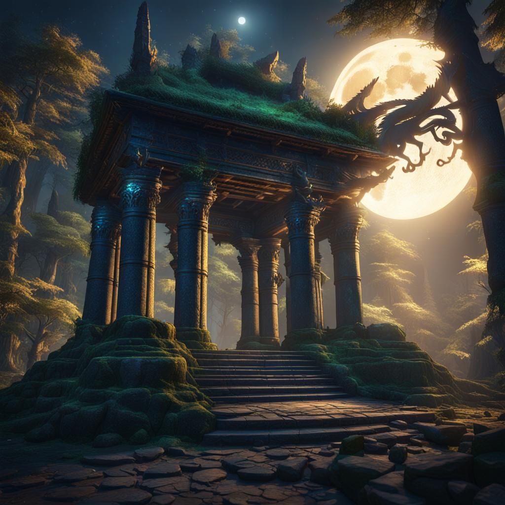 Peryton in Forest Temple: 3D Game Cinematic