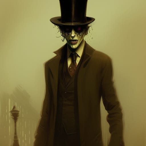 Sinister Man in Rainy City Portrait