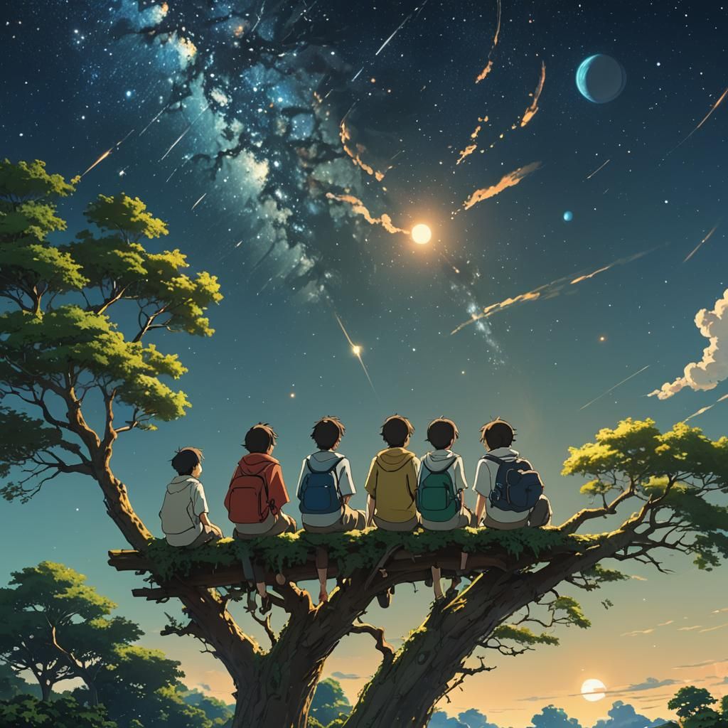 Starry Sky View: Studio Ghibli Anime Key Visual