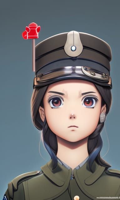 WW2 Soldier Princess Portrait in Ghibli Style
