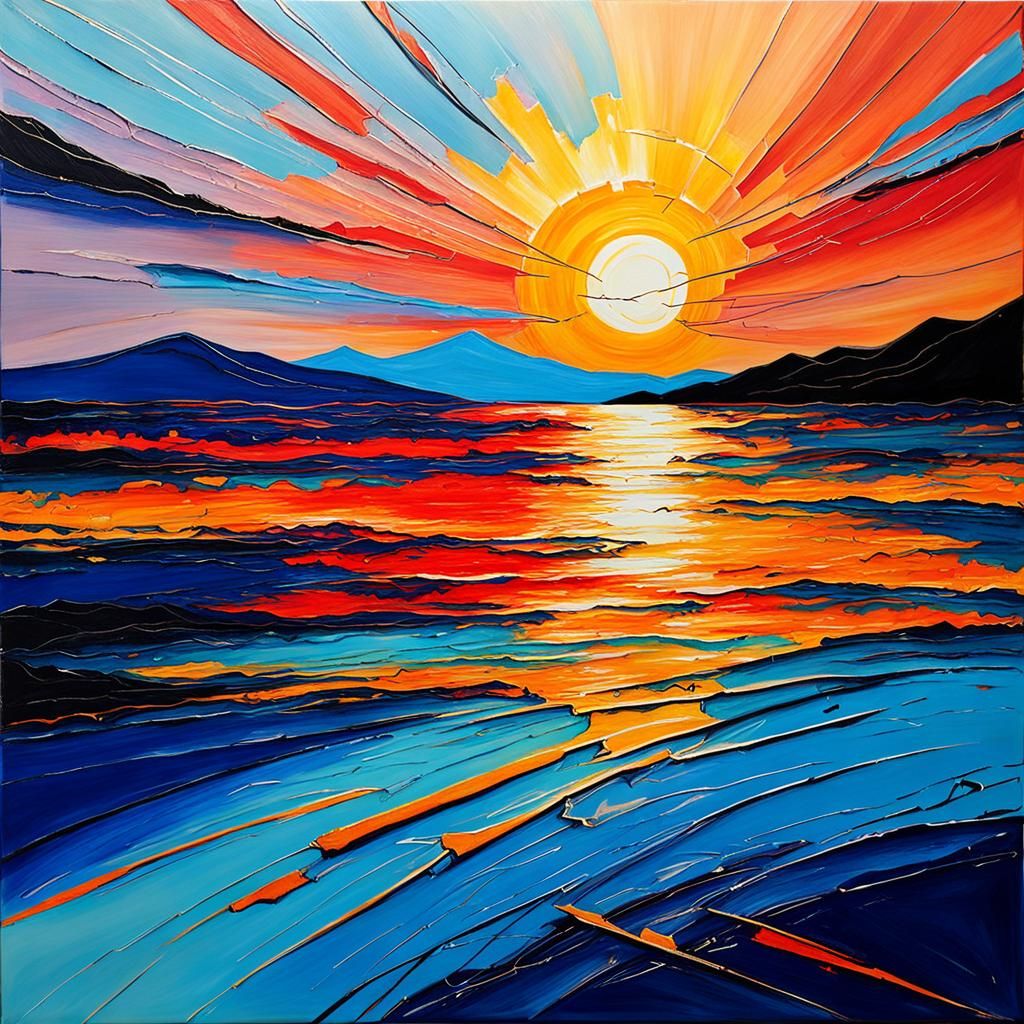 Abstract Sunset Art with Complementary Colors