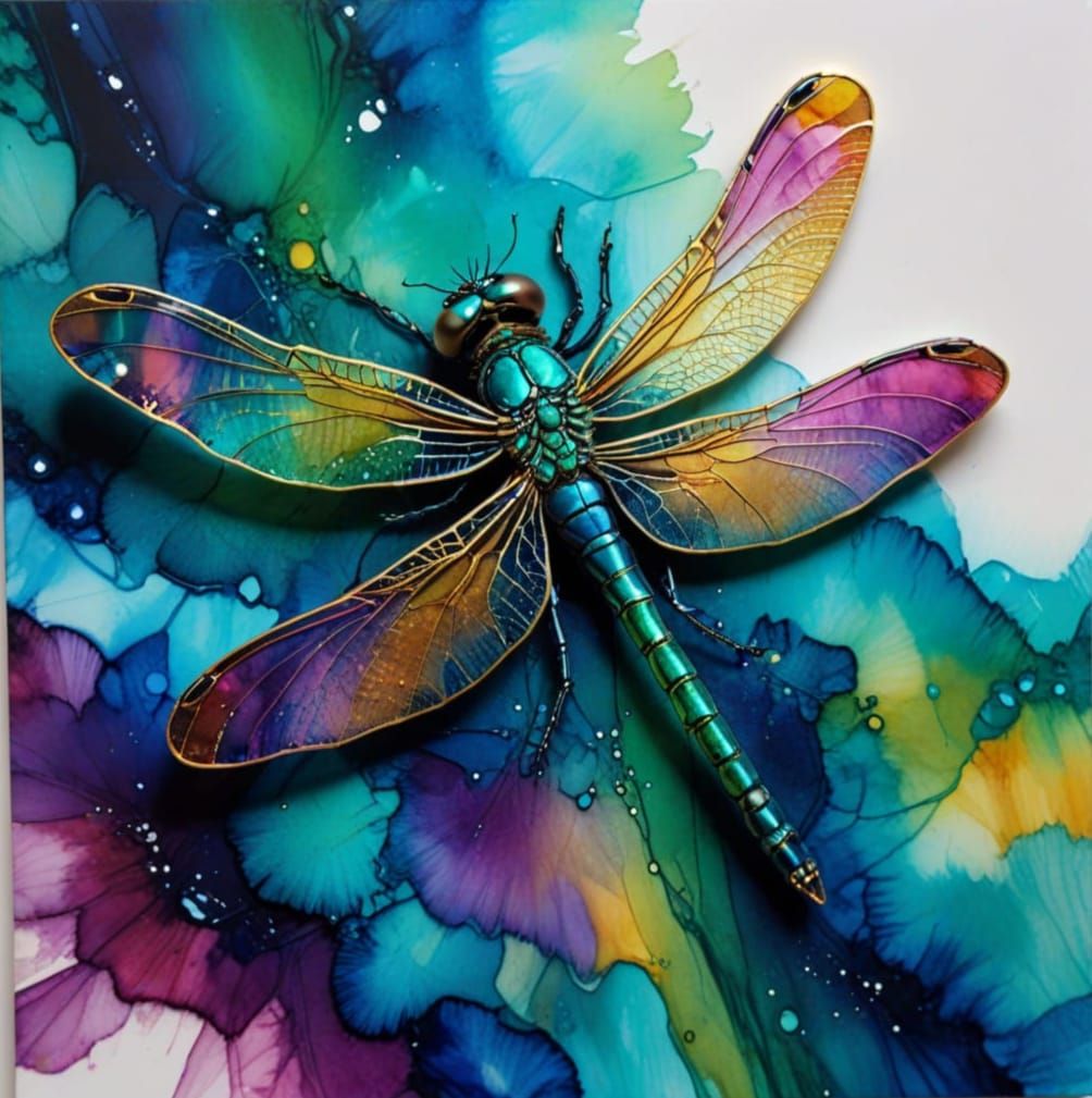 Iridescent Dragonfly in Jewel Tones