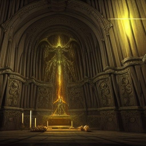 Cleric Stabs Demon in Crypt with Divine Weapon