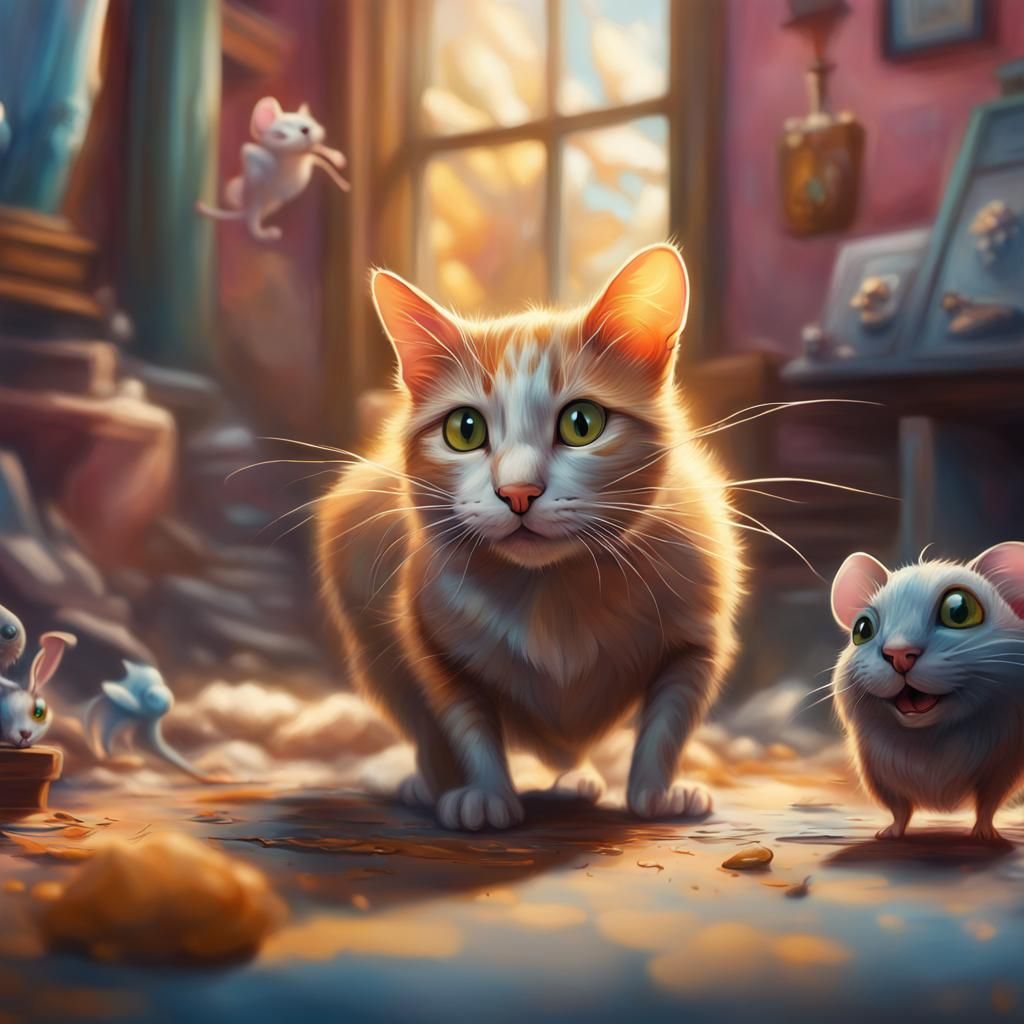 Mice Adventures: Hyperrealistic Art with Fear of Cats