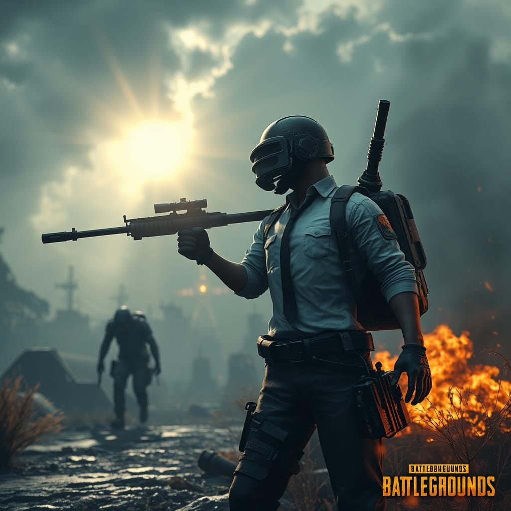 Hyperrealistic Battlegrounds Scene with Cinematic Lighting