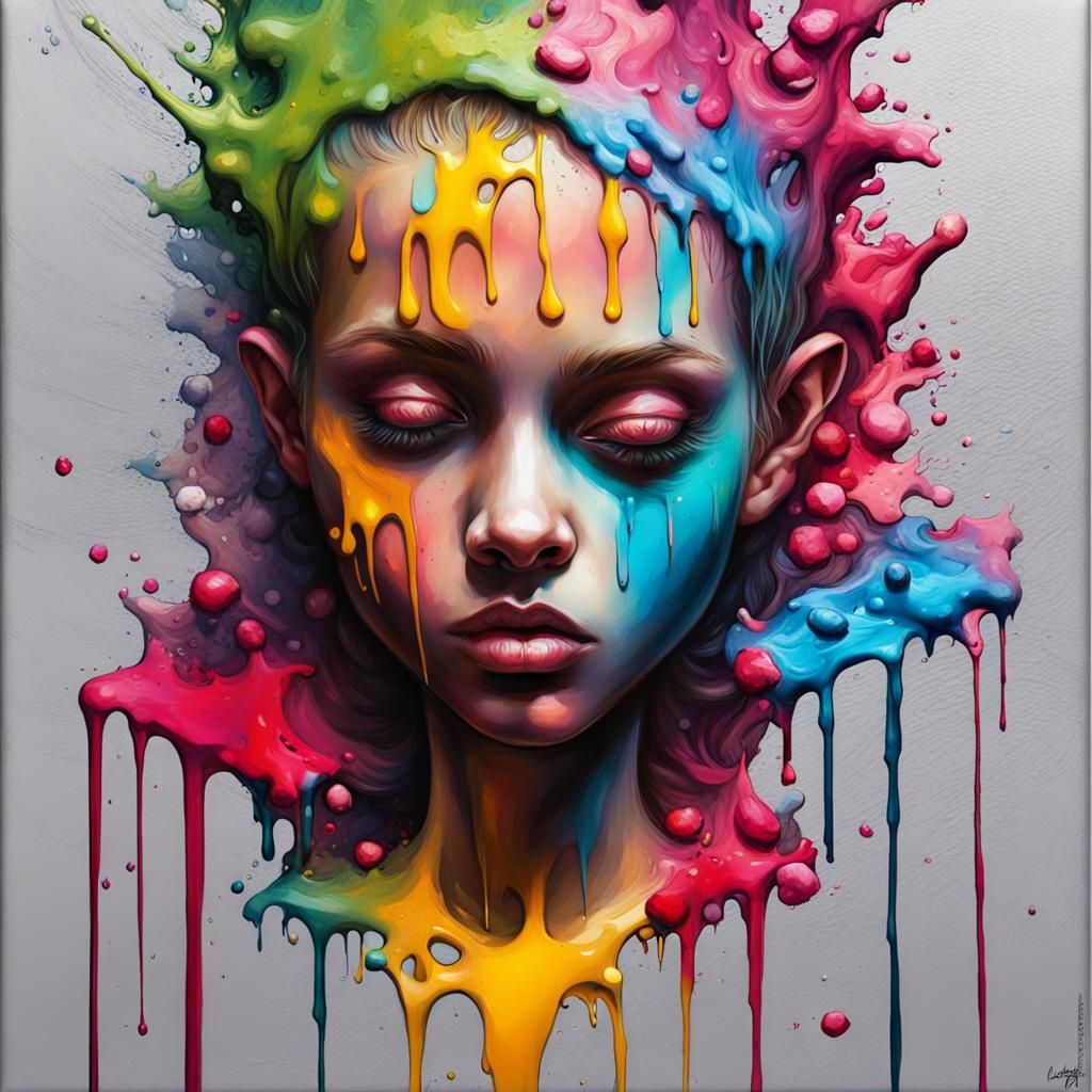 Colorful Fairy Oil Painting with Graffiti Elements