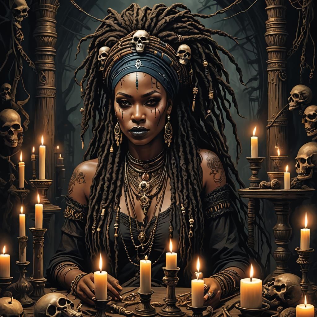 Voodoo Queen in Ritual Space Illustration