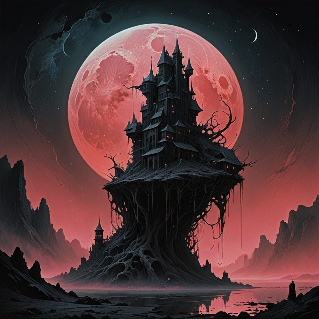 Luminous Lunar Metamorphosis in Dark Fantasy Style